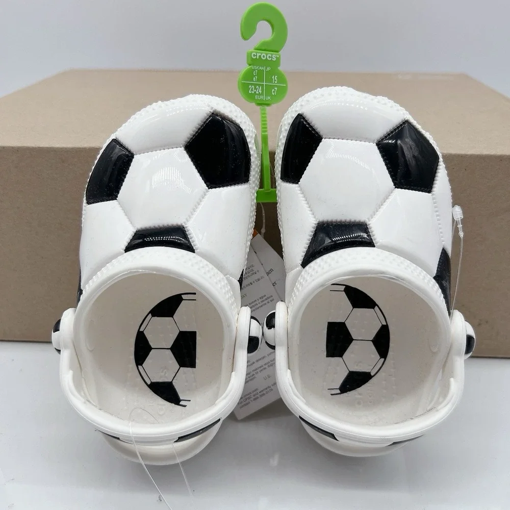 Crocs Classic Sports Kid's Soccer Clogs White Black Size C 7